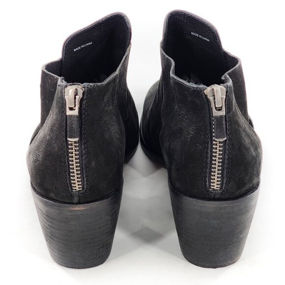 EILEEN FISHER Walt Cross Strap Bootie Black Nubuck Leather Zip - Picture 6 of 11